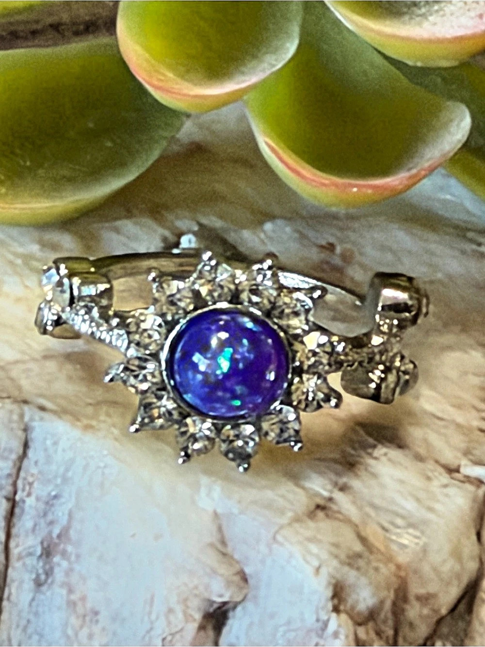 Blue Gemstone Statement Ring size 7